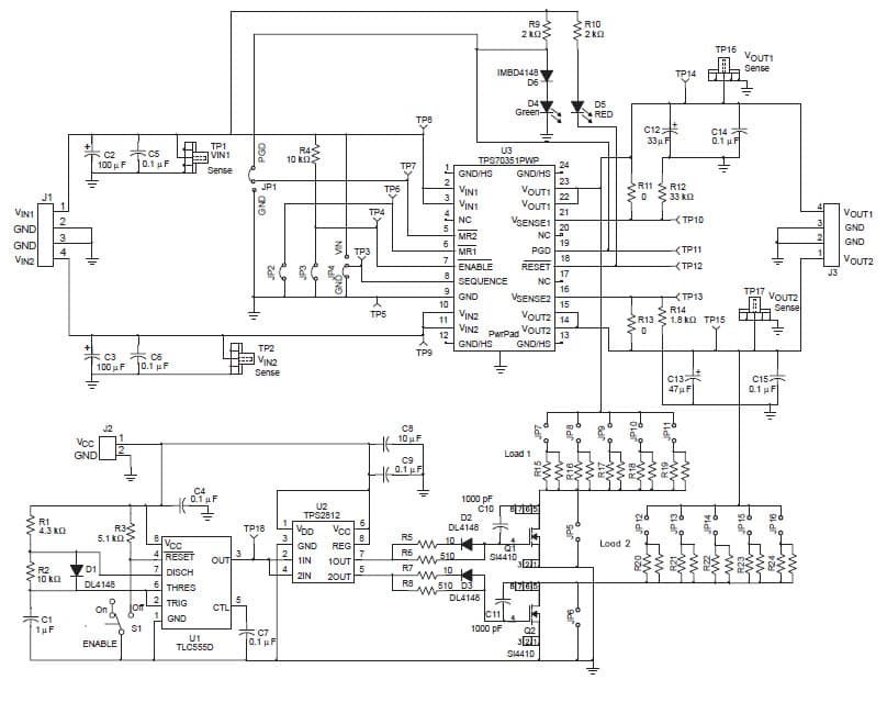 TPS70351EVM-165, Evaluation Board for TPS70351 Low-Dropout, Dual-Output Linear Regulator