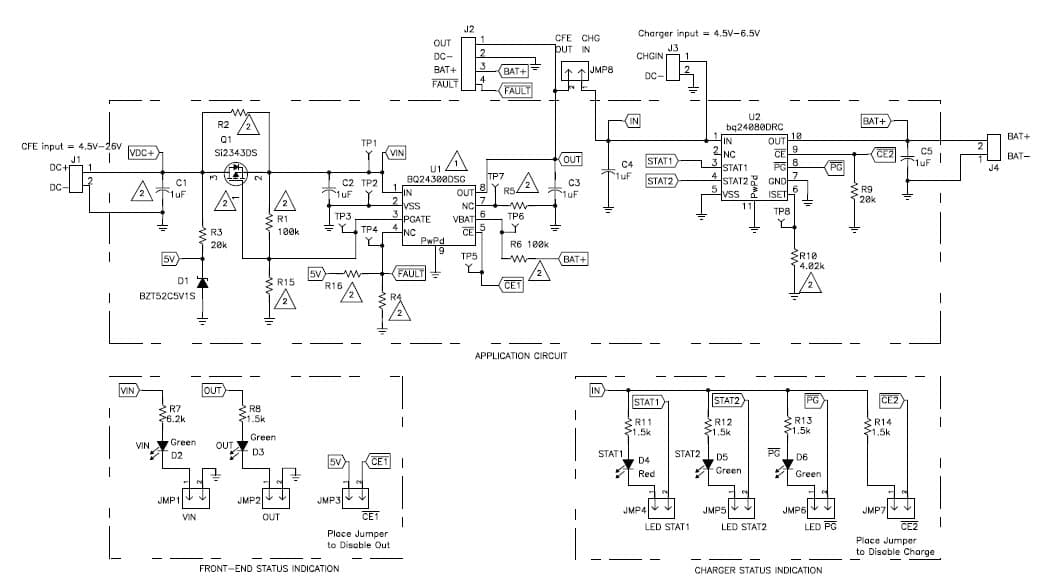 TIDA-00034, Overvoltage and Overcurrent Protection IC/Li+ Charger Front-End Protection IC