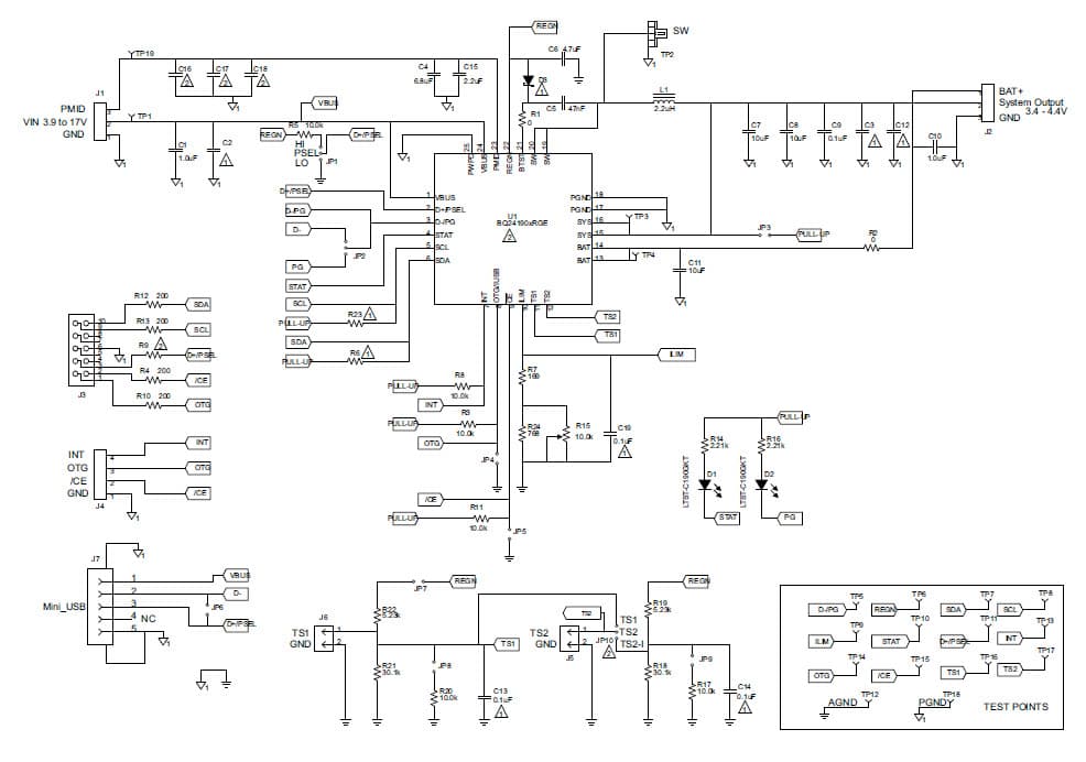 TIDA-00035, I2C Controlled 4.5A Single Cell USB / Adaptor Charger