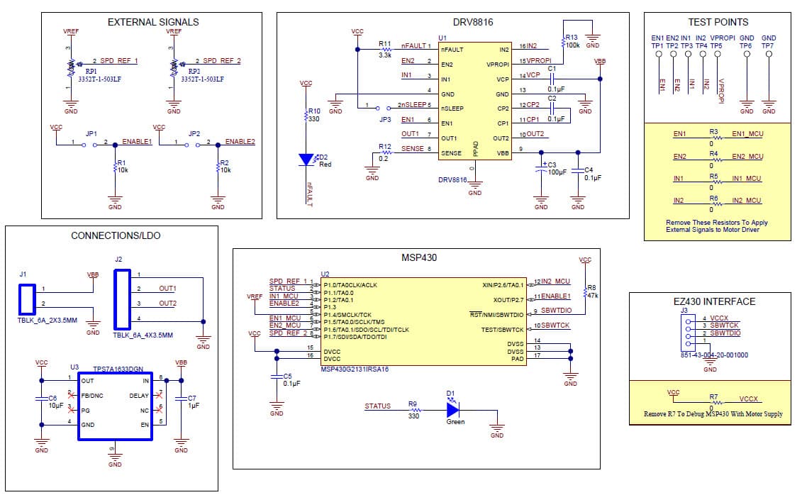 TIDA-00116, Dual BDC Motor System Reference Design with Independently Controlled Motors