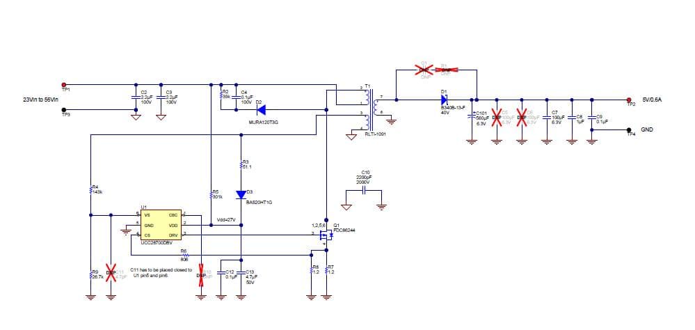 PMP9009, High Efficiency Primary-Side Regulation Flyback with 23-56Vin to 5Vout/0.6A