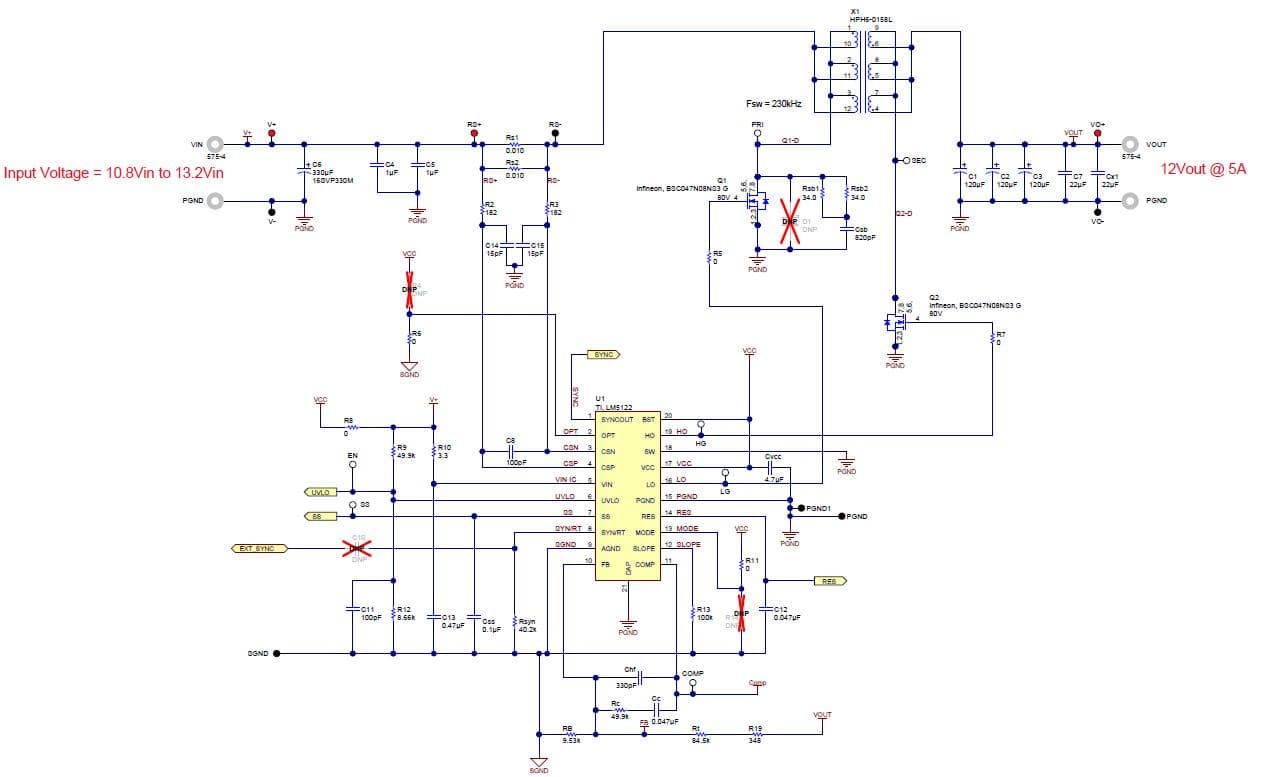 PMP7992, 10.8Vin to 13.2Vin, 12Vout @ 5A, Non-Isolated Synchronous Flyback Converter