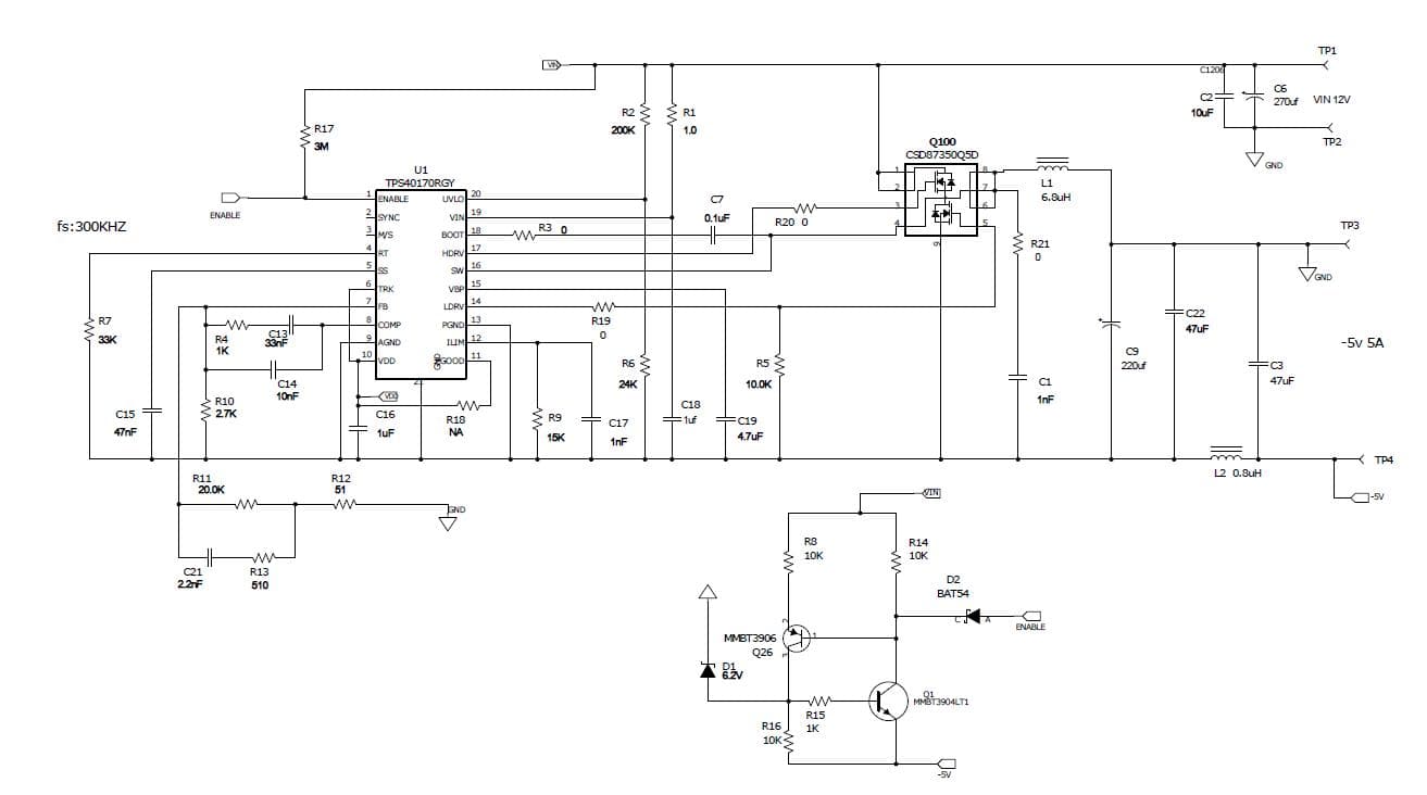 PMP4370, 12VDC in -5V5A buck-boost converter for medical application