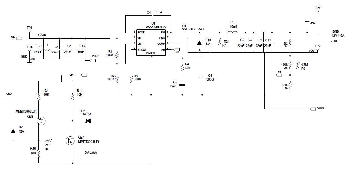 PMP4369, 12V input -12V1.5A output Buck-boost inverter