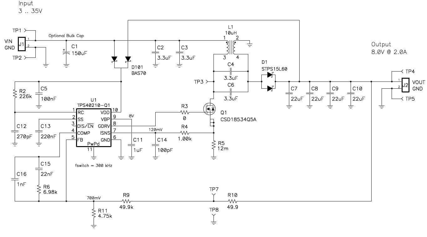 PMP8656, Automotive sepic converter providing 8.0V @ 2.0A