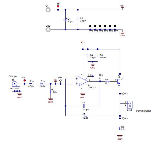 TIPD101, Low-Side V-I Converter Reference Design, 0 to 5 V Input, 0 mA to 500 mA Output