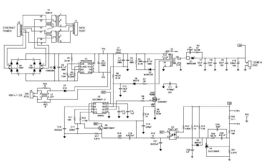 PMP940, 12V, 1A Isolated PoE PD Power Supply Reference Design