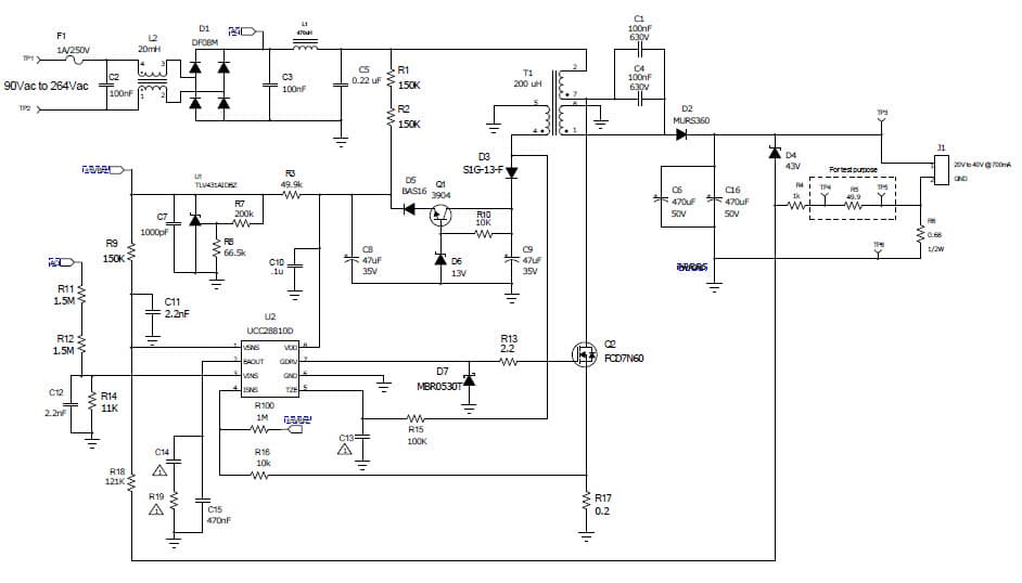 PMP5714, Universal Input to 40V@700mA SEPIC