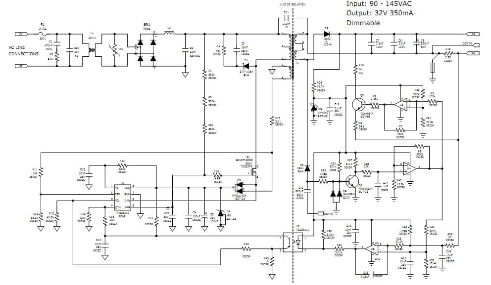 PMP6002, TRIAC Dimmable 120V LED Lighting Driver Controller (32V@350mA)