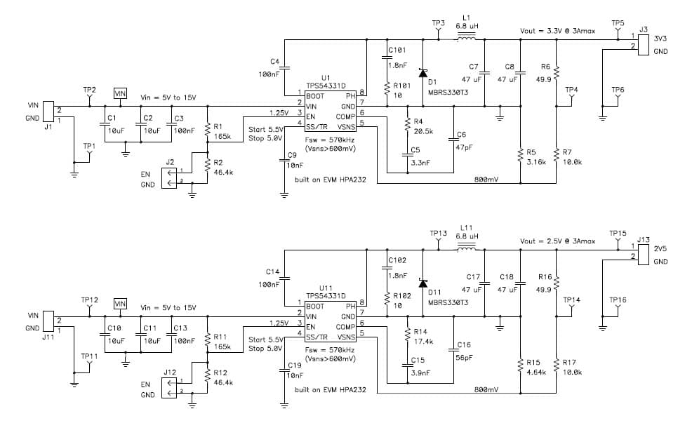 PMP2740, Multiple bucks with TPS54331