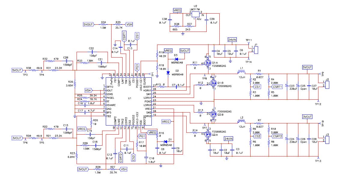 PMP3866, Sync Buck for Hard Drive Tester 5V@5A and 3.3V@5A