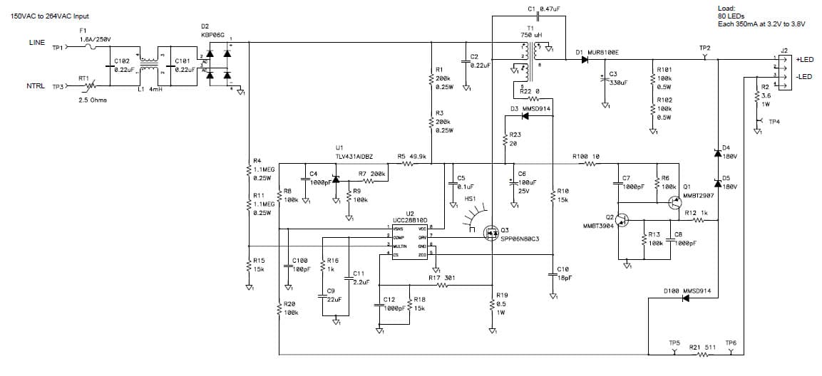 PMP3976, 150VAC-264VAC Input, 100W SEPIC-PFC LED