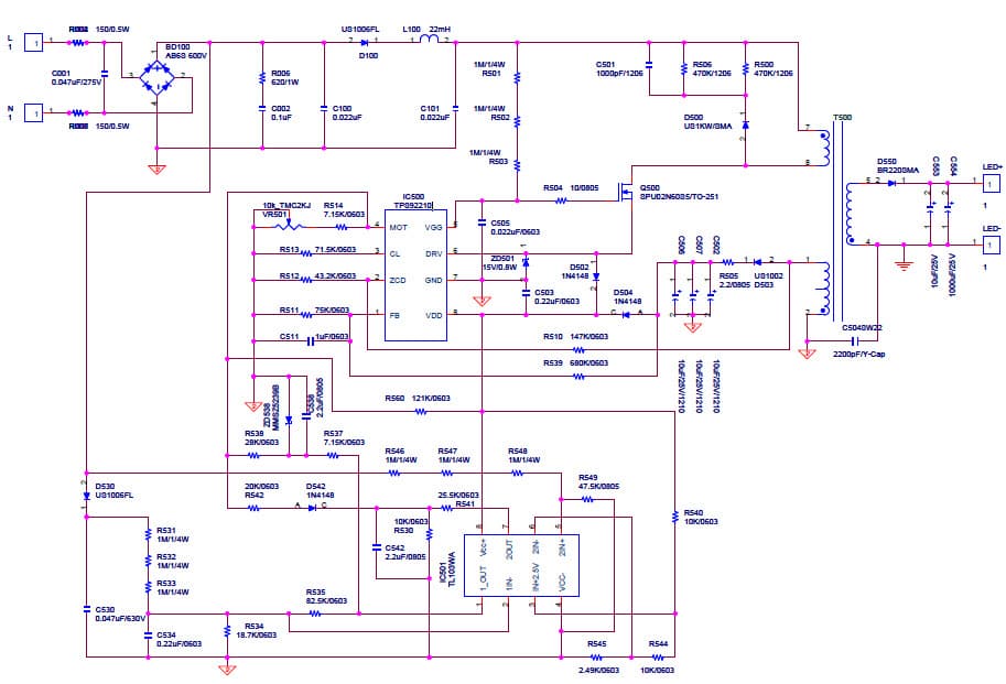 PMP6303, 6 Series Driver (350mA@20) for E26/E27 LED Light Bulbs