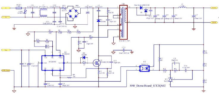 EVALQRS-ICE2QS02G-80W, 80-W Evaluation Board with Quasi-Resonant PWM Controller ICE2QS02G