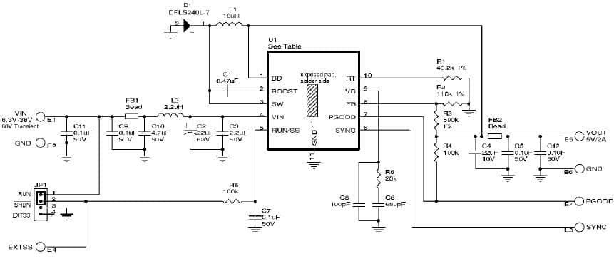 LT3480EDD Demo Board, 2A, 38V Step-down Switching Regulator with SYNC Function a n d EMC filters