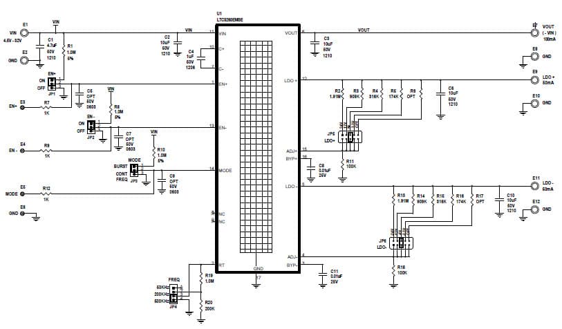 LTC3260EMSE Demo Board, High Voltage, Low Noise, Dual Supply Inverting Charge Pump