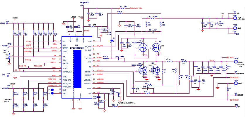 DC1778A-A, Demo Board for LTC3883EUH Single-Phase, Step-Down DC/DC Controller with Digital Power Management