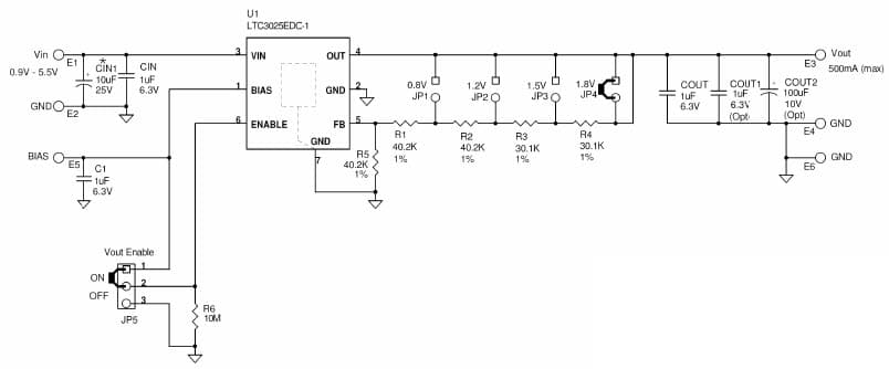 LTC3025EDC-1 Demo Board, 500mA Micro-power VLDO Linear Regulator