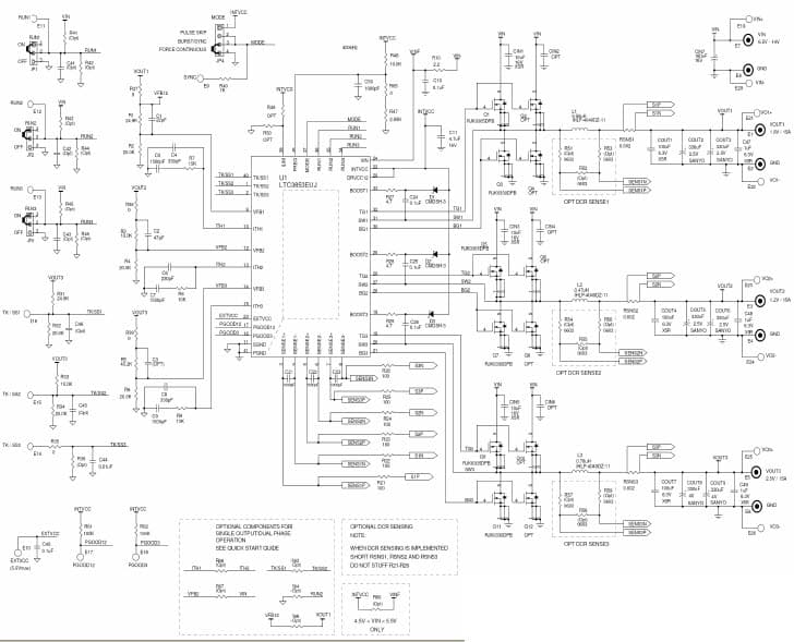 LT3853EUJ Demo Board, 6.5V < VIN < 14V, VOUTS: 1.2V/15A, 1.8V/15A, 2.5V/15A