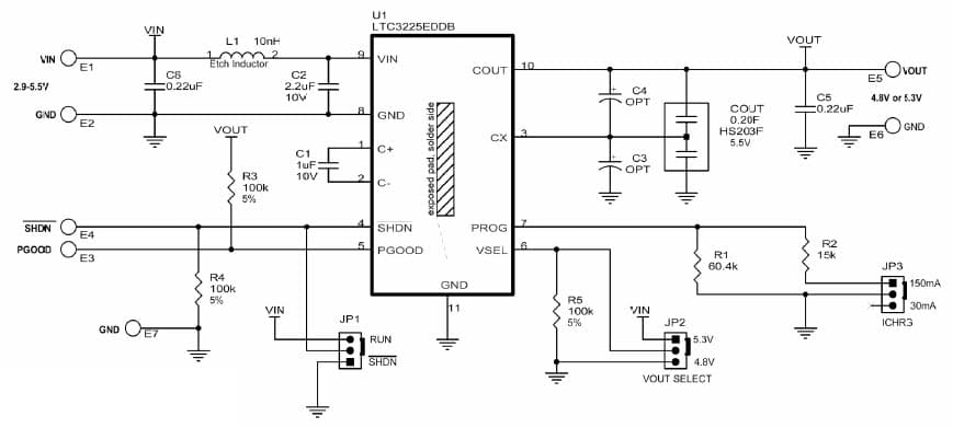 LTC3225EDDB Demo, Low Profile Regulated Dual Cell SuperCAP Charger