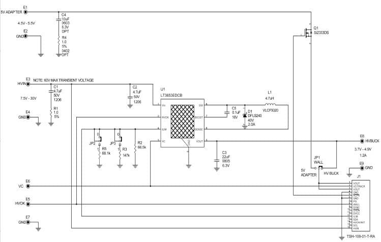 LT3653EDCB Demo Board, High Voltage Buck Regulator with Output Current Limit