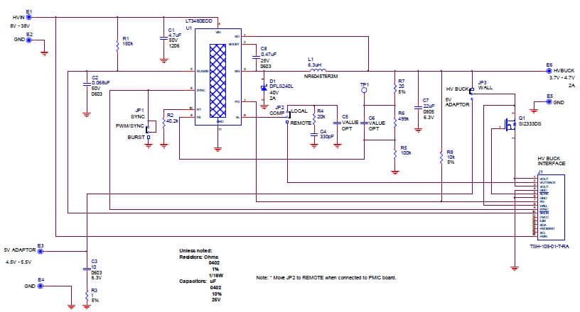 LT3480EDD Demo Board, PMIC High Voltage Adaptor Board With 5V Adaptor Inputs