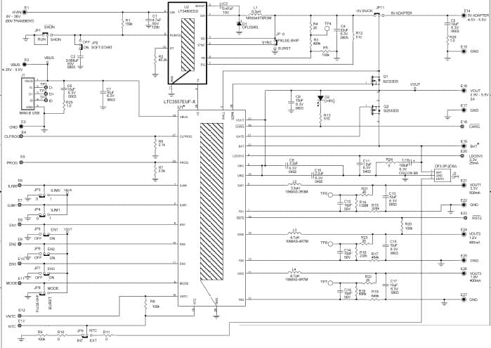 LTC3557 Demo Board, USB power Manager w/ Li-Ion/Polymer Charger/Three Buck Regulator