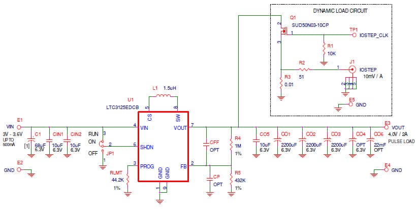 LTC3125EDCB Demo Board, 1.5A Synchronous Step-Up DC/DC Converter with Input Current Limit