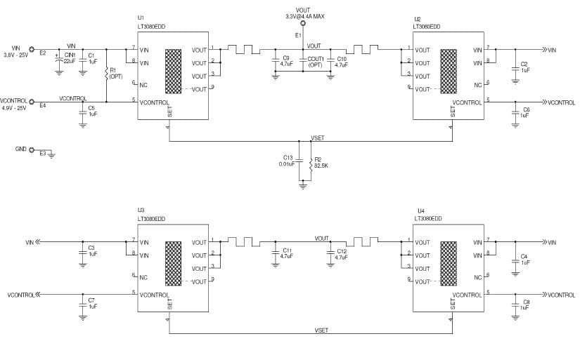 LT3080EDD Demo Board, 1.1A Adjustable, Single resistor LDO with Regulators in Parallel