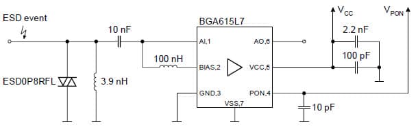 ESD and Antenna Protection Using ESD0P8RFL GPS Amplifier