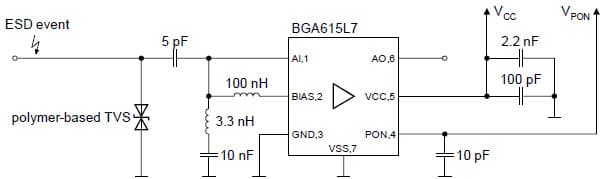 ESD and Antenna Protection Using ESD0P8RFL GPS Amplifier