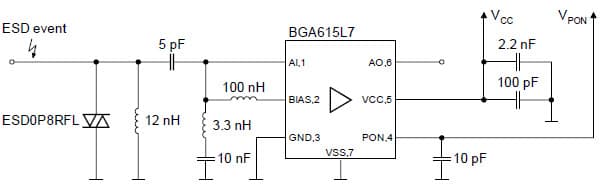 ESD and Antenna Protection Using ESD0P8RFL GPS Amplifier