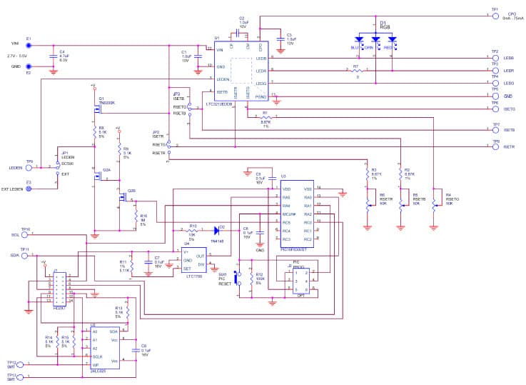 LTC3212 Demo Board, RGB LED Driver and Charge Pump