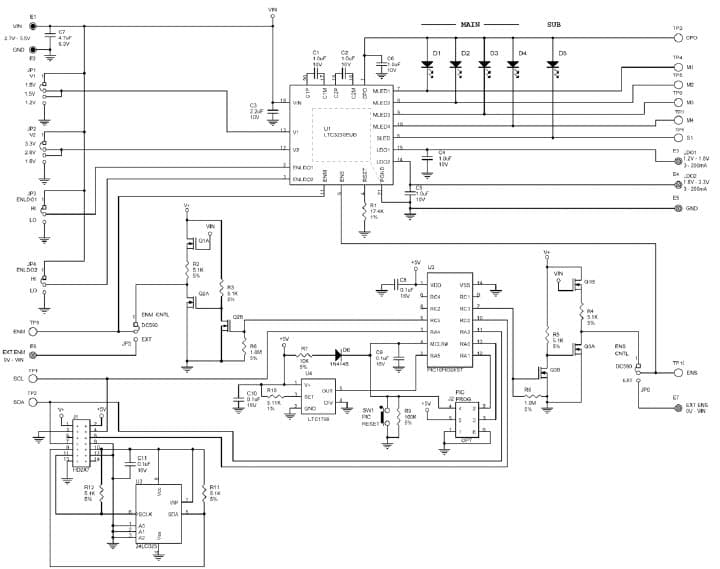 LTC3230 Demo Board, 5-LED Main/Sub Display Driver with Dual LDO