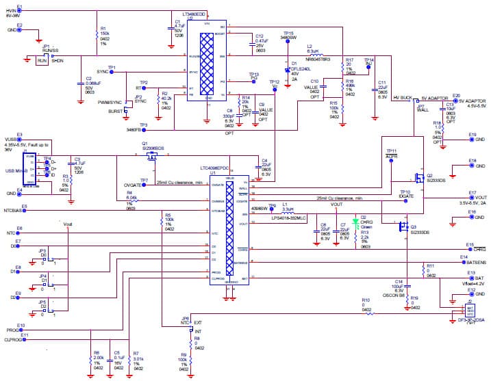 LTC4098EPDC Demo Board, USB Compatible Switching Power Manager/Li-Ion Charger with Overvoltage Protection