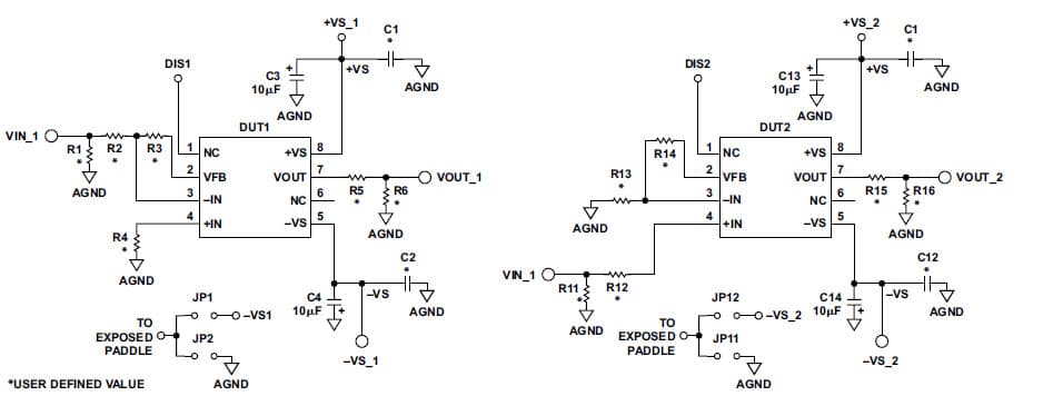 High Speed Universal Op-Amp Evaluation Board with Exposed Paddle