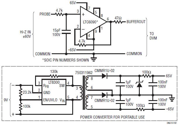 High Voltage CMOS Amplifier Enables High Impedance Sensing with a Single IC