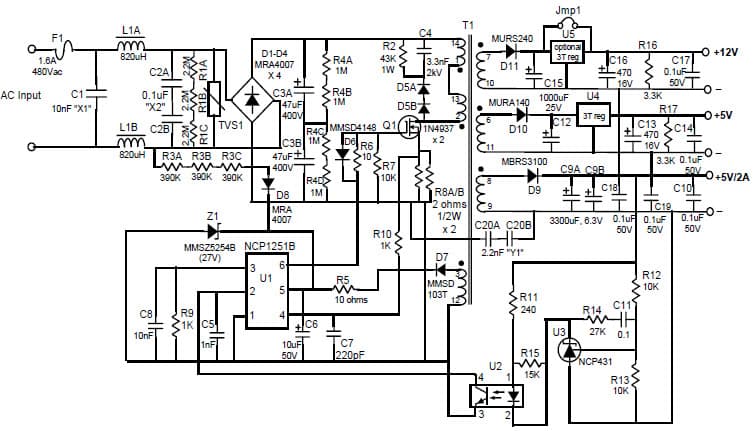 15Watt, Triple Output, Ultra Wide Range AC Input Power Supply