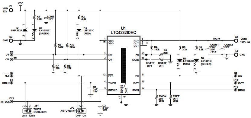 LTC4232 Demo Board, 5A Integrated Hot-Swap Controller