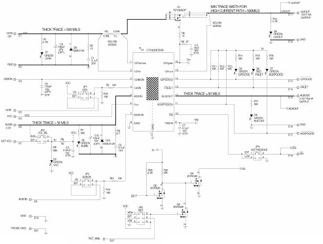 LTC4223-2 Demo Board, Dual Supply Hot-Swap Controller for AMC (Automatic Retry After Fault )