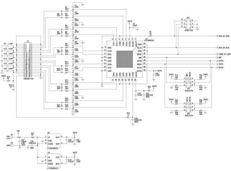 DC887A, Demo Board Using LTC1408 14-Bit, 6-Ch Simult-Sampling ADC