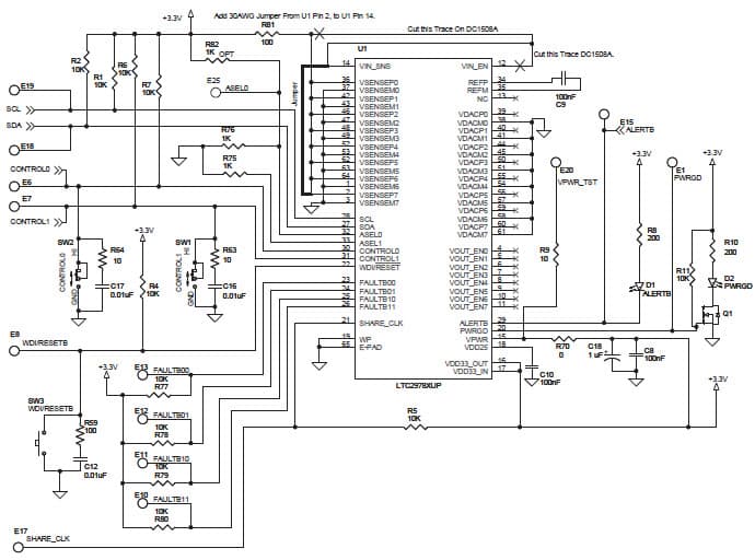 DC1508A, Demo Board Using LTC2978 Programming Board for Octal Digital Power Supply Manager with EEPROM