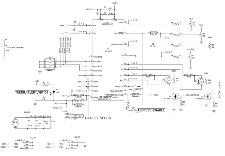 ADT7476EBZEVB, Evaluation Board based on ADT7476 Temp Sensor