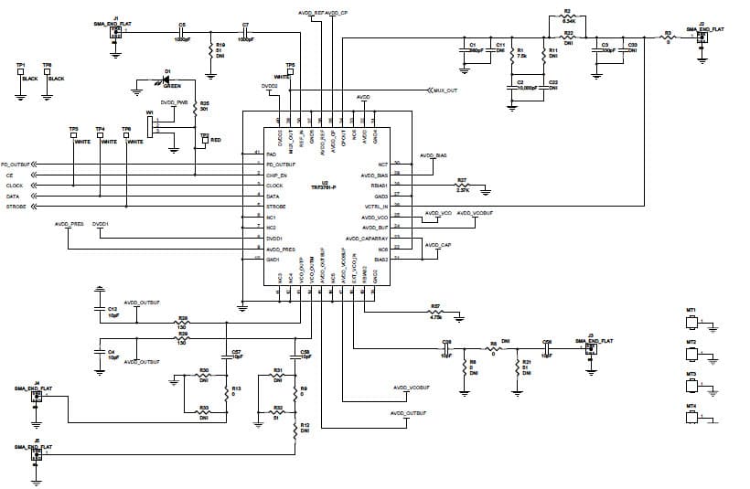 TRF3761EVM-X, Evaluation Kit is designed to evaluate the performance of the TRF3761 Low Noise Integer N PLL Frequency Synthesizer with Integrated VCO