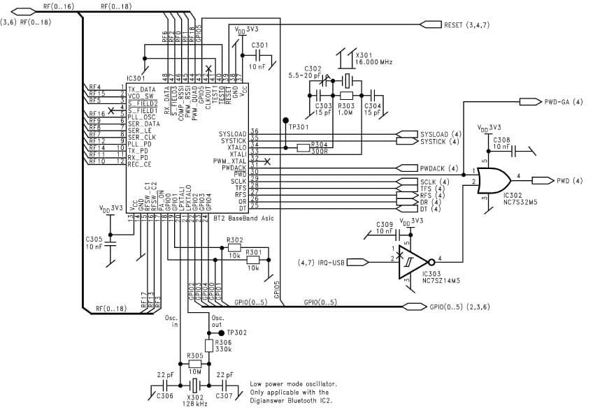 Application Circuit-1166 Using the LMX5001 Bluetooth Link Controller