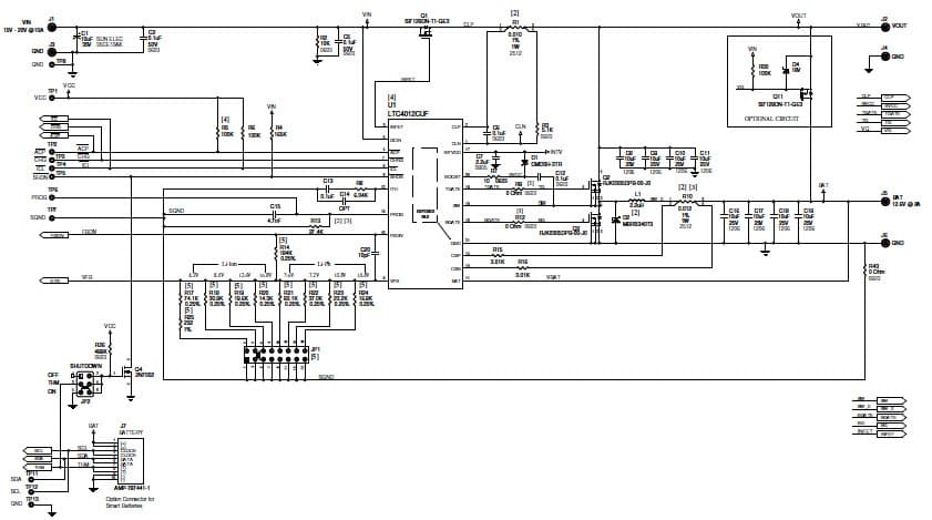 LTC4012CUF Demo Board, High Efficiency, Multi-Chemistry Battery Charger with PowerPath Control, High Power SLA Circuit