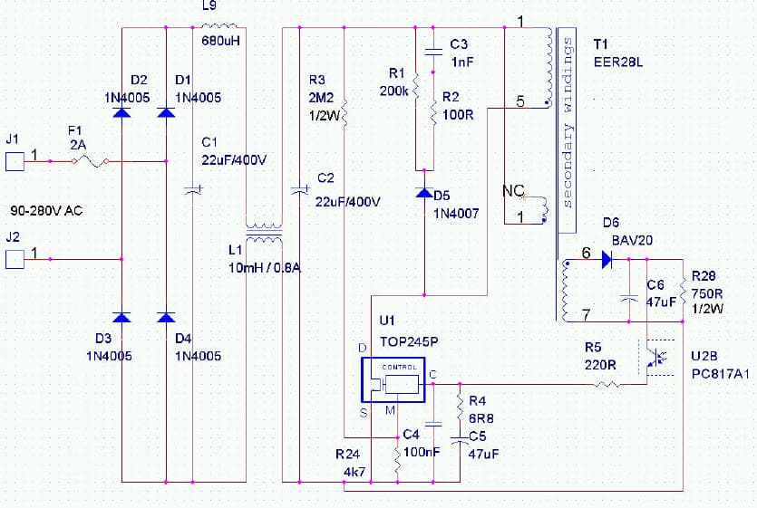 DER-18, 17W (25W peak) DVD Recorder Power Supply using TOP245P