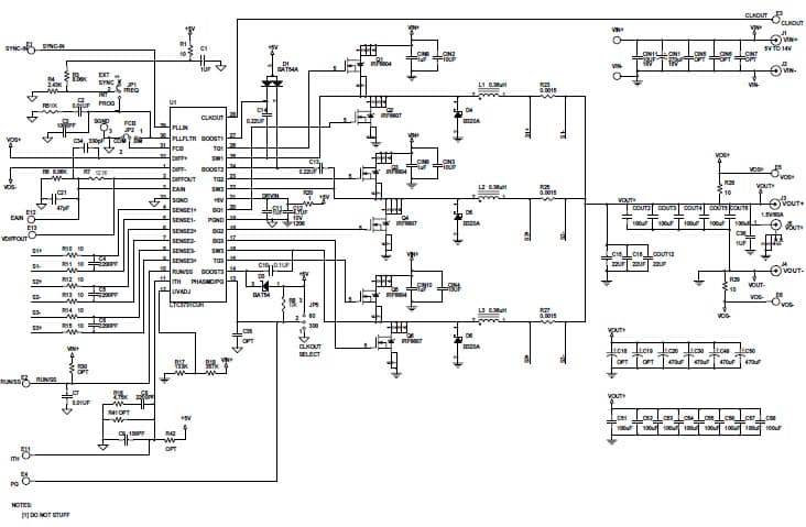 LTC3731CUH Demo Board, 3-Phase High Efficiency DC/DC Converter, Vin = 5V to 14V, Vout = 1.5V/60A