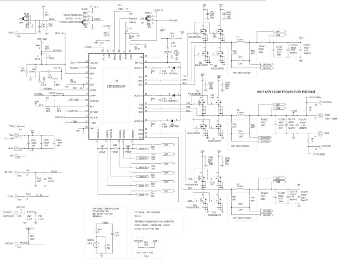 LTC3829EUH Demo Board, High Efficiency, 6-Phase, Single Output, Synchronous Buck Converter 7V VIN 14V, VOUT= 1.5V @ 120A