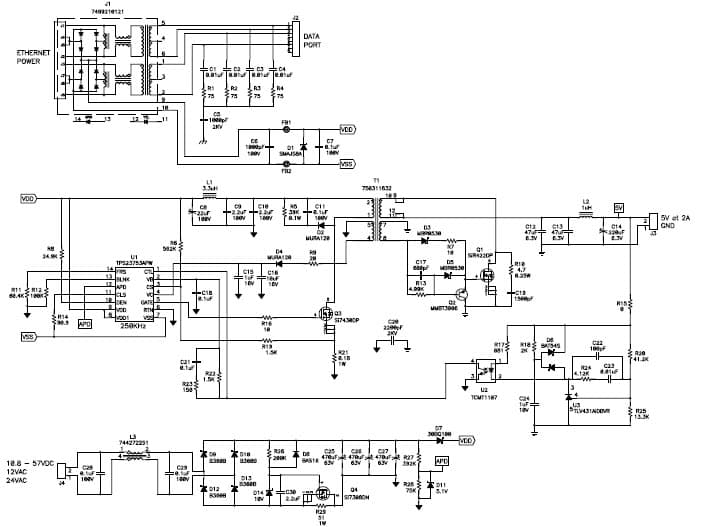 PMP5807.5, Isolated Flyback with synchronous bucks and boost (2.5V @ 50mA)